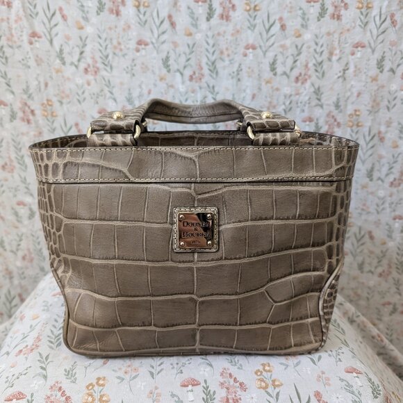 Dooney & Bourke Crocodile Embossed Tan Handbag - Picture 1 of 5